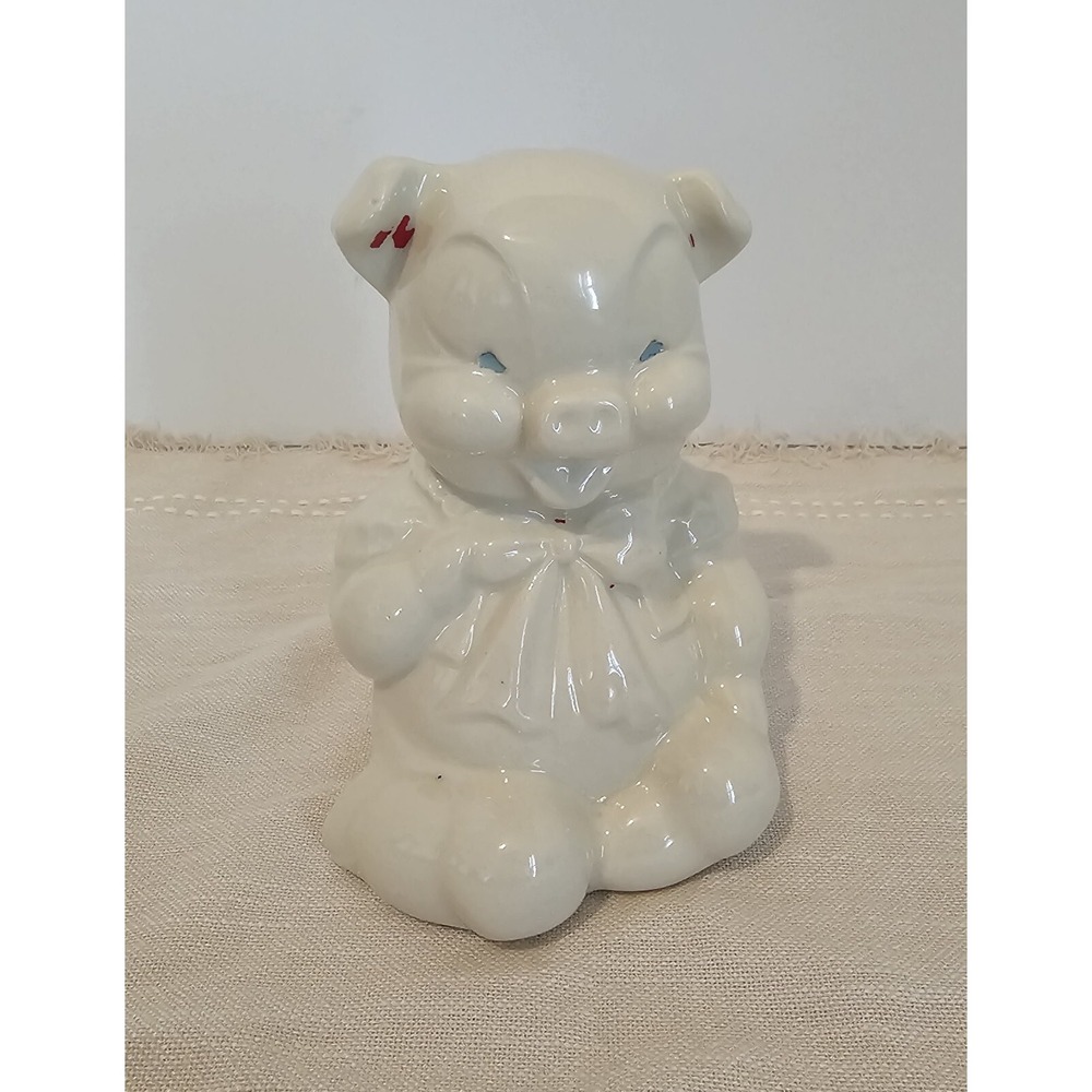 Vintage Pig Bank White Ceramic